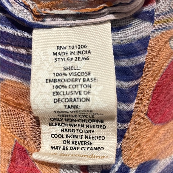 Soft Surroundings Tory Tunic Top Sm Embroidered Boho Floral Stripe Mixed Media - Picture 6 of 6